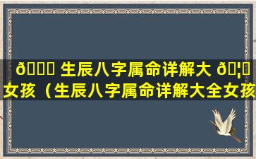 🐟 生辰八字属命详解大 🦄 全女孩（生辰八字属命详解大全女孩名字）